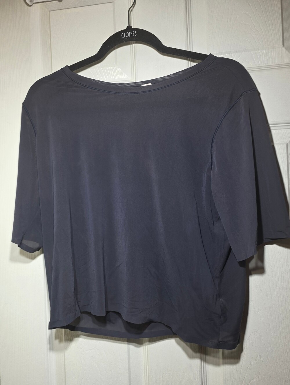Athleta Women's Navy Blue Short Sleeve Boat Neck Performance Top Size Medium - Picture 4 of 5